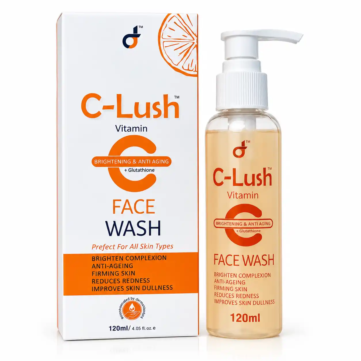 C-Lush Vitamin C Face Wash targeting dullness, dark spots, uneven skin tone and rough-looking texture