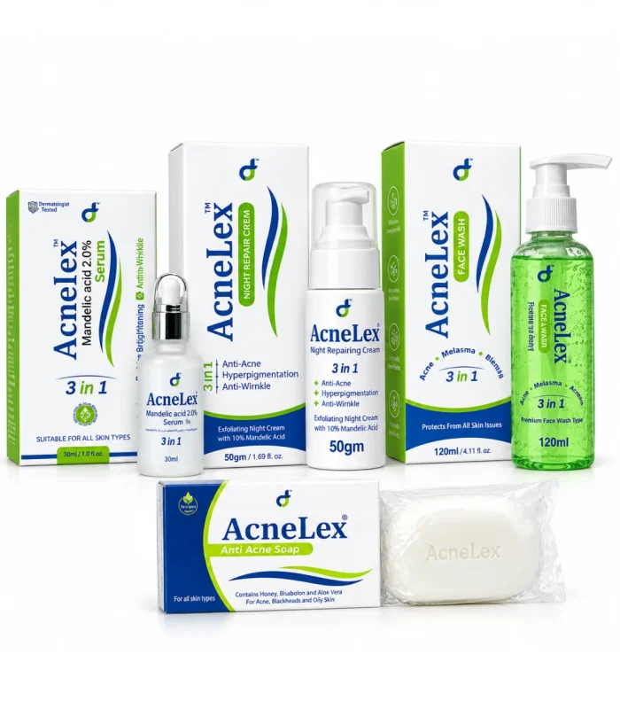 AcneLex Complete Acne Care Bundle — serum, night cream, face wash and soap
