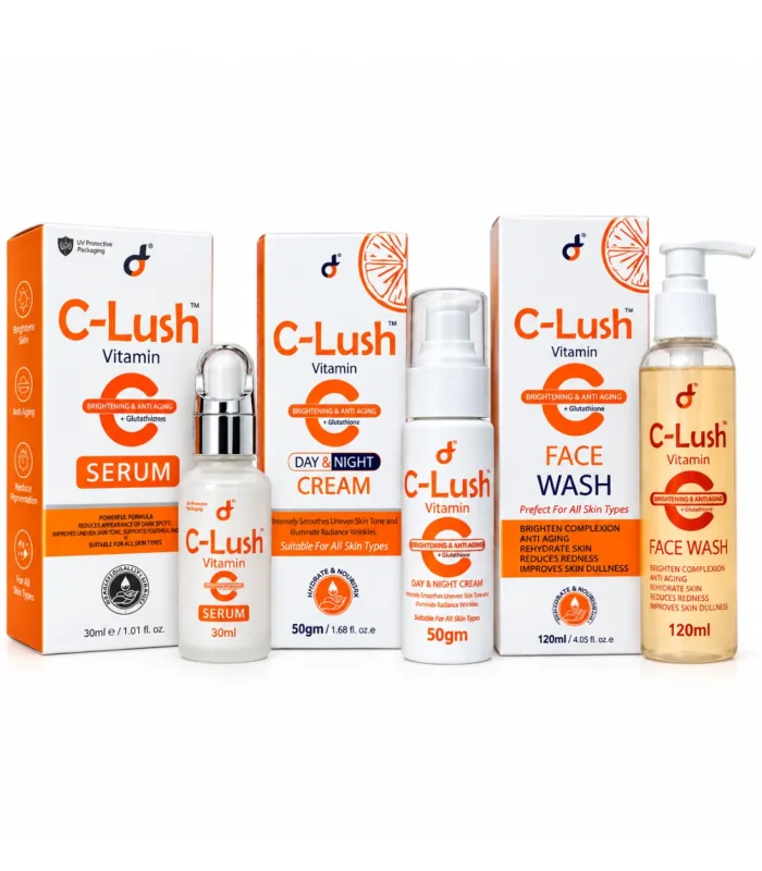 C-Lush Complete Vitamin C Bundle — vitamin C serum, day and night cream and face wash