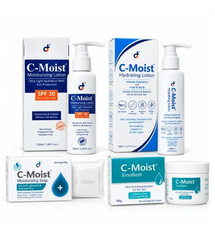 C-Moist Complete Moisture Bundle — moisturizing lotion SPF 30, hydrating lotion, moisturizing soap and emollient